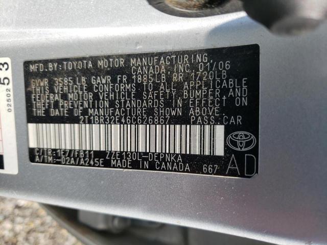 Photo 10 from auction – 2006 TOYOTA COROLLA CE with VIN 2T1BR32E46C626867