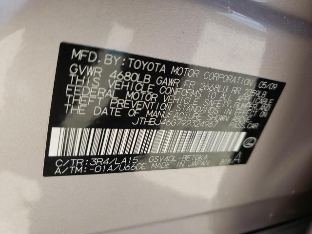 Photo 10 from auction – 2009 LEXUS ES 350 with VIN JTHBJ46G792324967