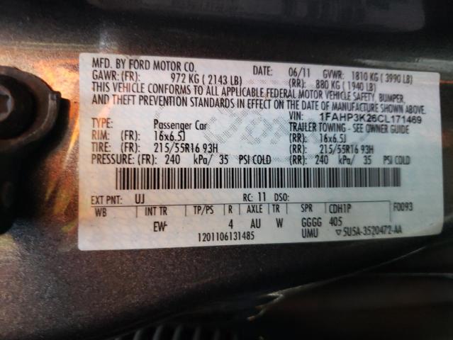 Photo 10 from auction – 2012 FORD FOCUS SE with VIN 1FAHP3K26CL171469