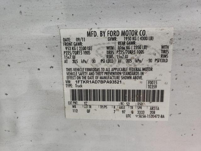 Photo 10 from auction – 2011 FORD RANGER with VIN 1FTKR1AD7BPA93521