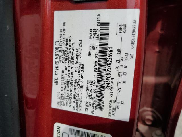 Photo 10 from auction – 2019 FORD FUSION TIT with VIN 3FA6P0D93KR256964