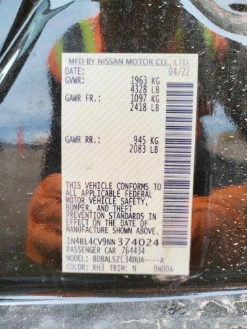 Photo 10 from auction – 2022 NISSAN ALTIMA SR with VIN 1N4BL4CV9NN374024