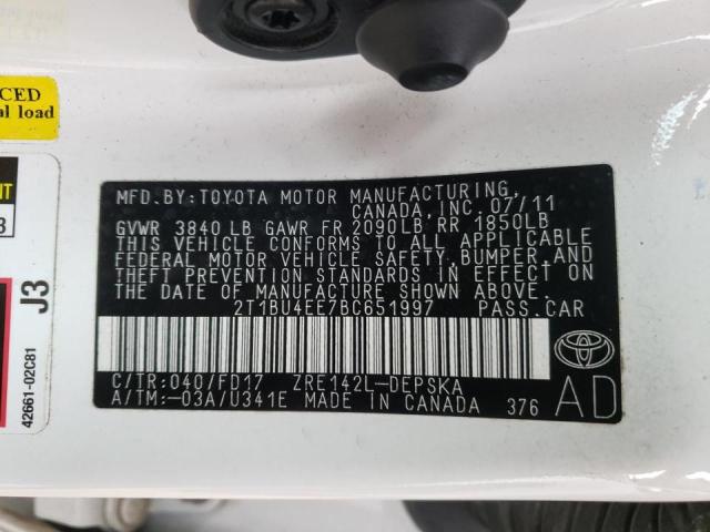 Photo 10 from auction – 2011 TOYOTA COROLLA BA with VIN 2T1BU4EE7BC651997