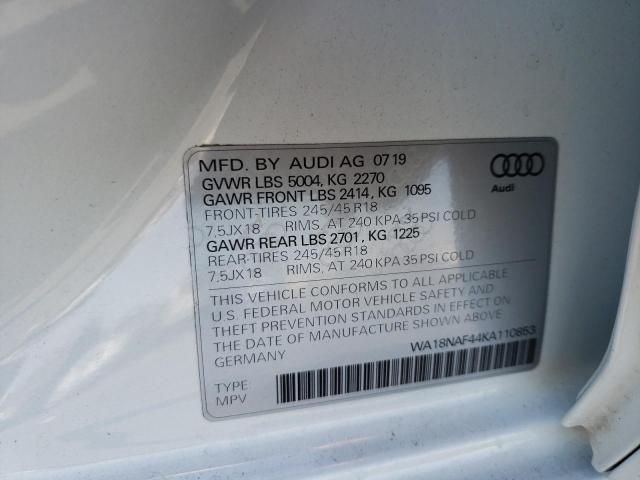 Photo 10 from auction – 2019 AUDI A4 ALLROAD with VIN WA18NAF44KA110853