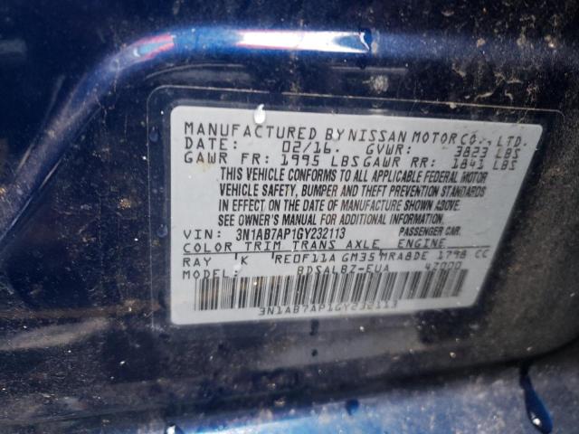 Photo 10 from auction – 2016 NISSAN SENTRA S with VIN 3N1AB7AP1GY232113