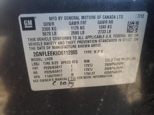 صورة رقم 10 من المزاد - 2013 CHEVROLET EQUINOX LT مع VIN 2GNFLEEK8D6112865