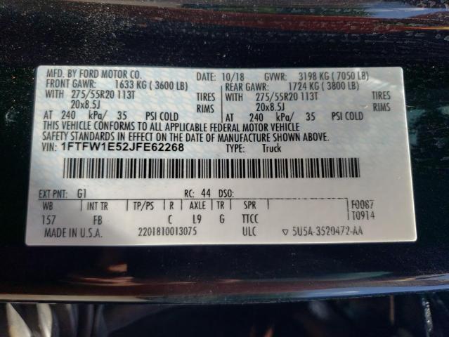 Photo 10 from auction – 2018 FORD F150 SUPER with VIN 1FTFW1E52JFE62268