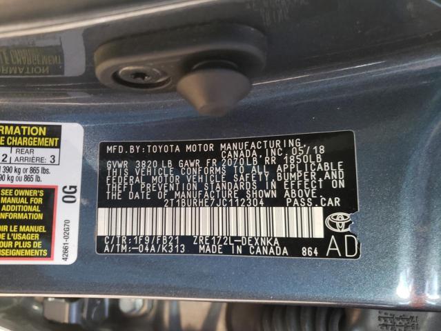 Photo 10 from auction – 2018 TOYOTA COROLLA L with VIN 2T1BURHE7JC112304
