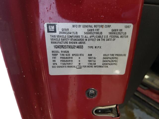 Photo 10 from auction – 2008 GMC ACADIA SLT with VIN 1GKER237X8J214603