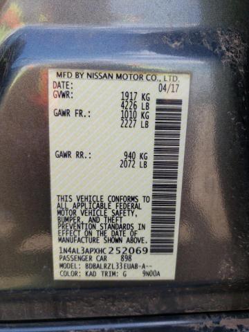 Photo 10 from auction – 2017 NISSAN ALTIMA 2.5 with VIN 1N4AL3APXHC252069