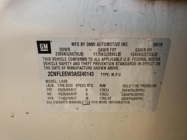 Photo 10 from auction – 2010 CHEVROLET EQUINOX LT with VIN 2CNFLEEW3A6240143