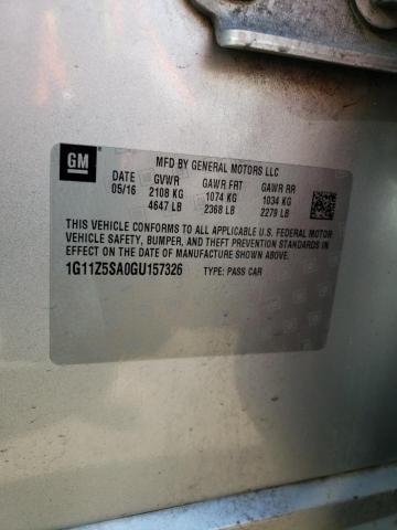 Photo 10 from auction – 2016 CHEVROLET IMPALA LS with VIN 1G11Z5SA0GU157326