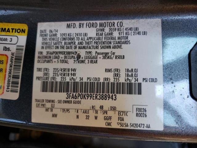 Photo 10 from auction – 2014 FORD FUSION TIT with VIN 3FA6P0K99ER388943