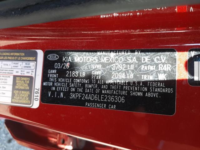 Photo 10 from auction – 2020 KIA FORTE FE with VIN 3KPF24AD6LE236306