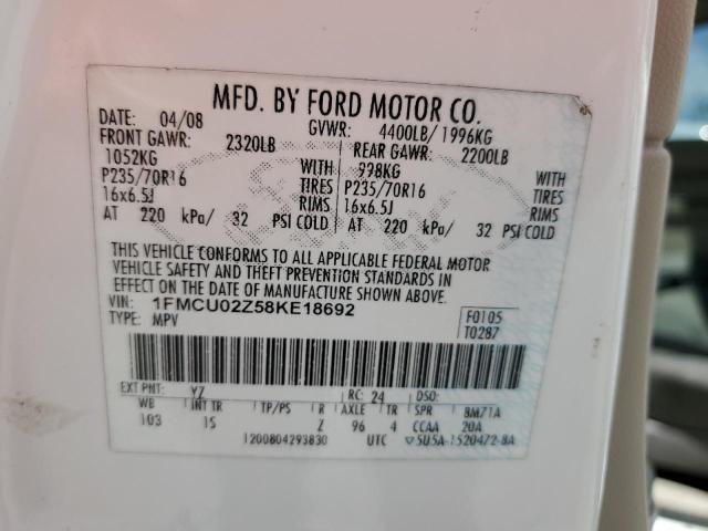Photo 10 from auction – 2008 FORD ESCAPE XLS with VIN 1FMCU02Z58KE18692