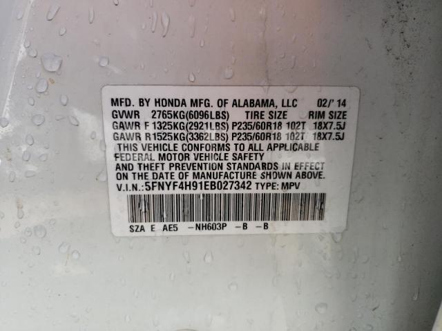 Photo 10 from auction – 2014 HONDA PILOT TOUR with VIN 5FNYF4H91EB027342