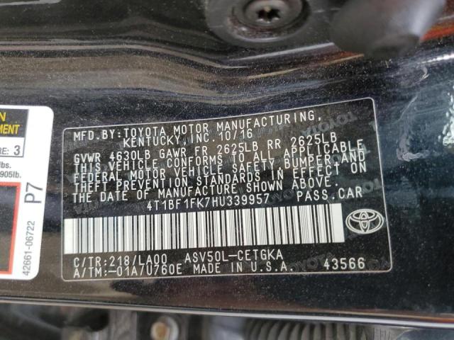 Photo 10 from auction – 2017 TOYOTA CAMRY with VIN 4T1BF1FK7HU339957