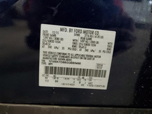 Photo 10 from auction – 2016 FORD EXPLORER X with VIN 1FM5K7D88GGB85498