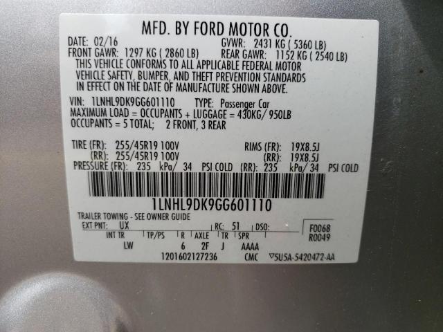 Photo 10 from auction – 2016 LINCOLN MKS with VIN 1LNHL9DK9GG601110