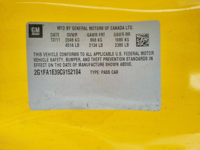 Photo 10 from auction – 2012 CHEVROLET CAMARO LS with VIN 2G1FA1E39C9152104