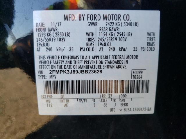 Photo 10 from auction – 2018 FORD EDGE SEL with VIN 2FMPK3J89JBB23628