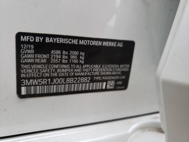 Photo 10 from auction – 2020 BMW 330I with VIN 3MW5R1J00L8B22882