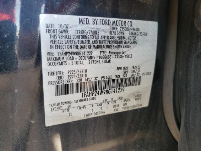 Photo 10 from auction – 2008 FORD TAURUS SEL with VIN 1FAHP24W98G141229