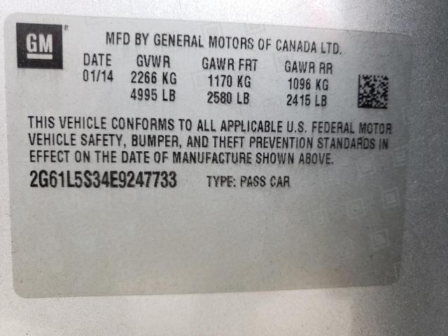 Photo 10 from auction – 2014 CADILLAC XTS with VIN 2G61L5S34E9247733