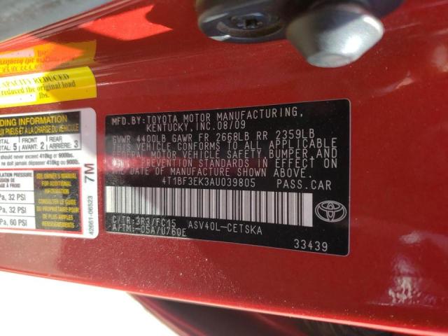 Photo 10 from auction – 2010 TOYOTA CAMRY BASE with VIN 4T1BF3EK3AU039805