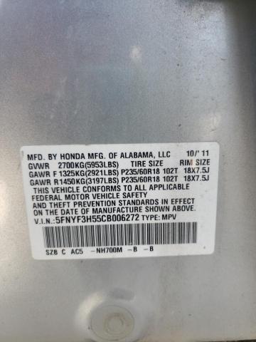 Photo 10 from auction – 2012 HONDA PILOT EXL with VIN 5FNYF3H55CB006272