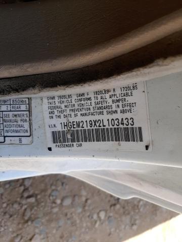 Photo 10 from auction – 2002 HONDA CIVIC EX with VIN 1HGEM219X2L103433