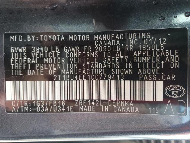 صورة رقم 10 من المزاد - 2012 TOYOTA COROLLA BA مع VIN 2T1BU4EE1CC779413