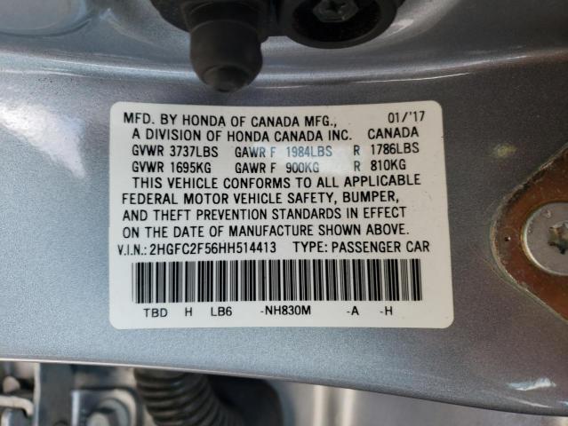 Photo 10 from auction – 2017 HONDA CIVIC LX with VIN 2HGFC2F56HH514413