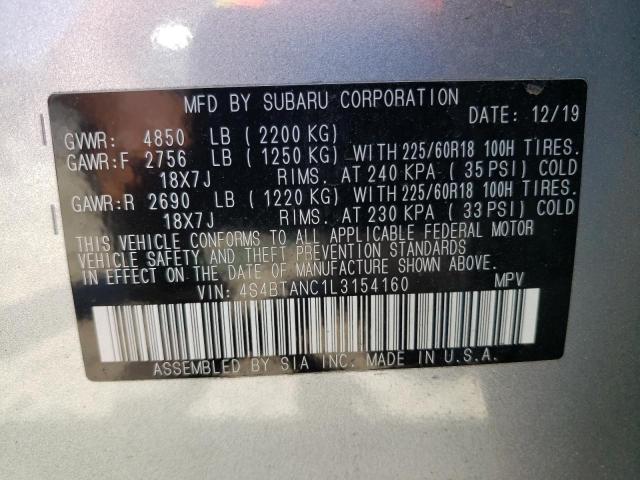 Photo 10 from auction – 2020 SUBARU OUTBACK LI with VIN 4S4BTANC1L3154160