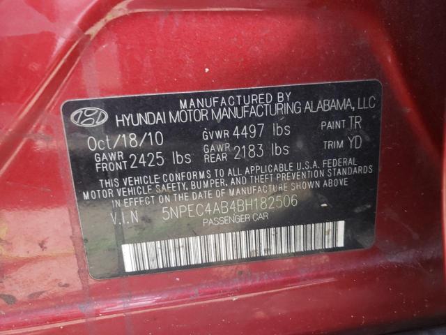 Photo 10 from auction – 2011 HYUNDAI SONATA SE with VIN 5NPEC4AB4BH182506