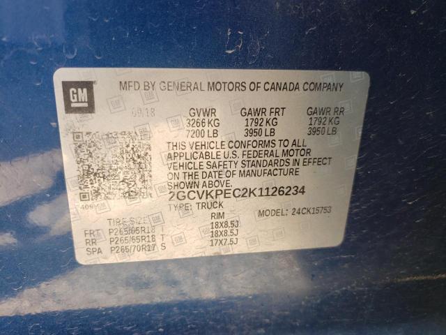 Photo 10 from auction – 2019 CHEVROLET SILVERADO with VIN 2GCVKPEC2K1126234