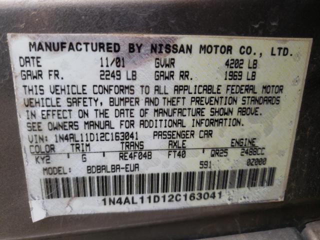 Zdjęcie 10 z aukcji – 2002 NISSAN ALTIMA BAS z VIN 1N4AL11D12C163041