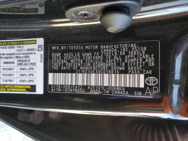 Photo 10 from auction – 2009 TOYOTA COROLLA MA with VIN 2T1KE40EX9C018814