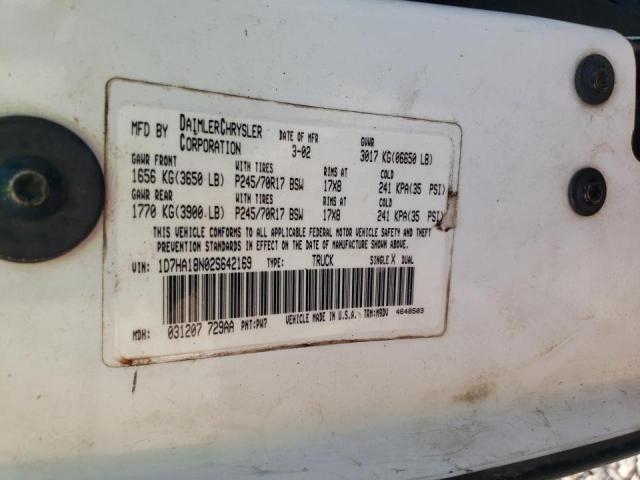 Photo 10 from auction – 2002 DODGE RAM 1500 with VIN 1D7HA18N02S642169