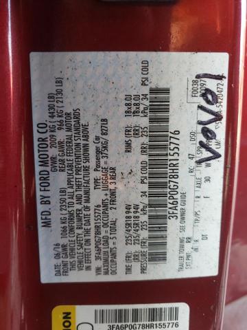 Photo 10 from auction – 2017 FORD FUSION S with VIN 3FA6P0G78HR155776
