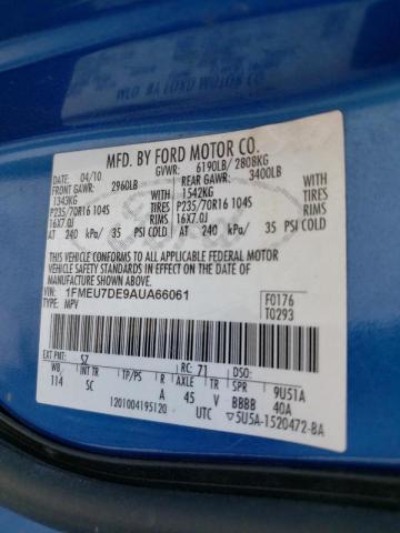 Photo 10 from auction – 2010 FORD EXPLORER X with VIN 1FMEU7DE9AUA66061