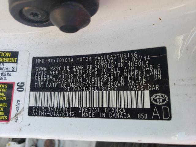 Photo 10 from auction – 2014 TOYOTA COROLLA L with VIN 2T1BURHE9EC134827