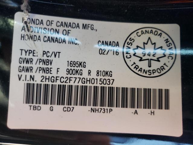 Photo 10 from auction – 2016 HONDA CIVIC EX with VIN 2HGFC2F77GH015037