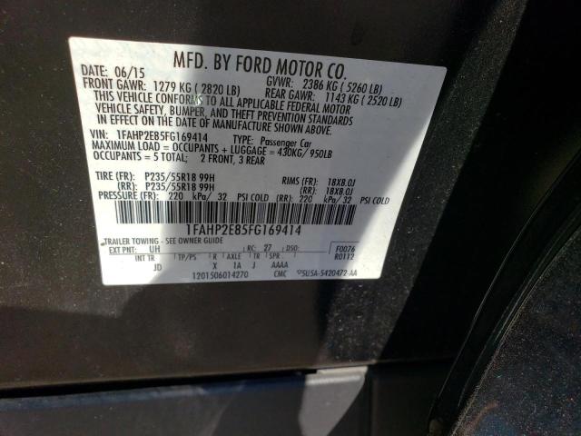 Photo 10 from auction – 2015 FORD TAURUS SEL with VIN 1FAHP2E85FG169414