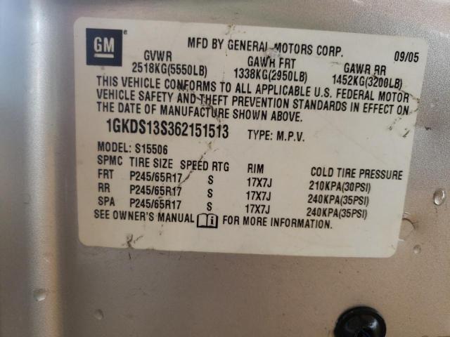 Photo 10 from auction – 2006 GMC ENVOY with VIN 1GKDS13S362151513