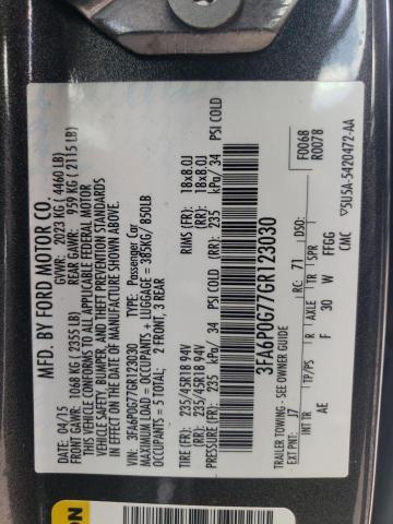 Photo 10 from auction – 2016 FORD FUSION S with VIN 3FA6P0G77GR123030