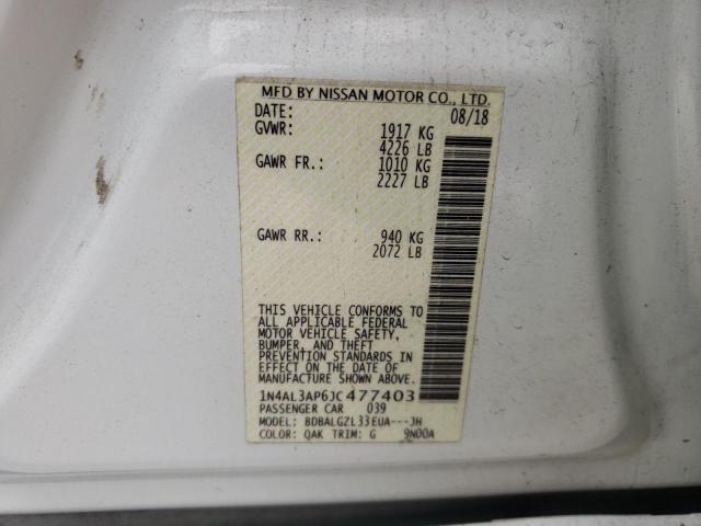 Photo 10 from auction – 2018 NISSAN ALTIMA 2.5 with VIN 1N4AL3AP6JC477403