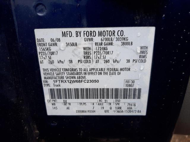 Photo 10 from auction – 2008 FORD F150 with VIN 1FTRX12W68FC23050