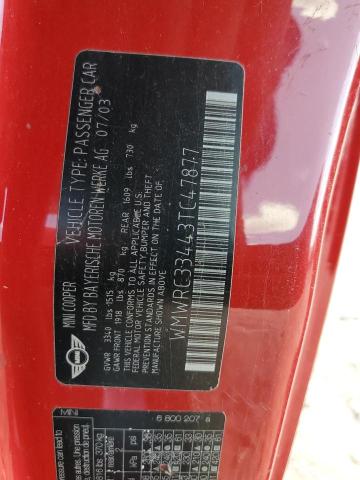 Photo 10 from auction – 2003 MINI COOPER with VIN WMWRC33443TC47877