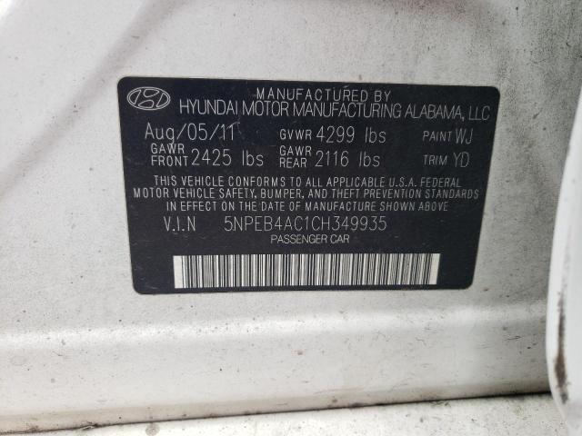 Photo 10 from auction – 2012 HYUNDAI SONATA GLS with VIN 5NPEB4AC1CH349935